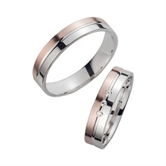 🦚 Eheringe Rot- und Weißgold mit Diamanten Breite 4,5 mm