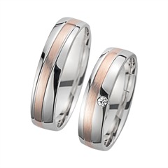 🦚 Eheringe Rot- und Weißgold mit Brillant Breite 5 mm