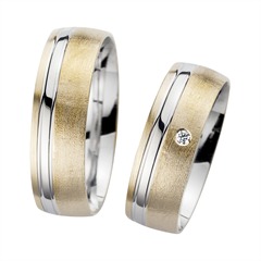 🦚 Eheringe Gelb- und Weißgold mit Brillant Breite 6,5 mm