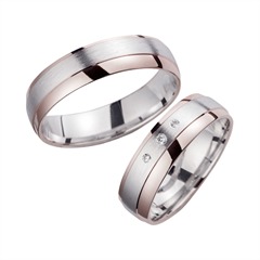 🦚 Eheringe Rot- und Weißgold mit Diamanten Breite 5,5 mm
