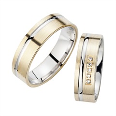 🦚 Eheringe Gelb- und Weißgold mit Diamanten Breite 6 mm
