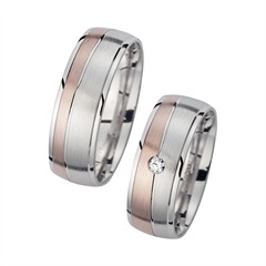 🦚 Eheringe Rot- und Weißgold mit Brillant Breite 7 mm