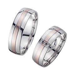 🦚 Eheringe Rot- und Weißgold mit Brillanten Breite 6 mm