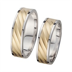 🦚 Eheringe Gelb- und Weißgold mit Brillant Breite 6 mm