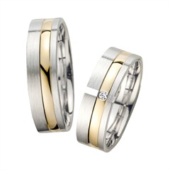 🦚 Eheringe Gelb- und Weißgold mit Brillant Breite 6 mm