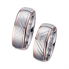 🦚 Eheringe Rot- und Weißgold mit Brillant Breite 7 mm