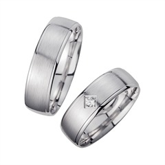 🦚 Eheringe Weißgold mit Diamant Breite 6 mm