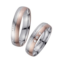 🦚 Eheringe Rot- und Weißgold mit Brillanten Breite 4,5 mm