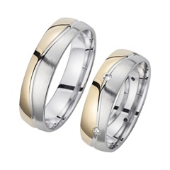 🦚 Eheringe Gelb- und Weißgold mit Diamanten Breite 5,5 mm