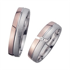 🦚 Eheringe Rot- und Weißgold mit Diamant Breite 5 mm