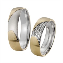🦚 Eheringe Gelb- und Weißgold mit Diamanten Breite 5,5 mm