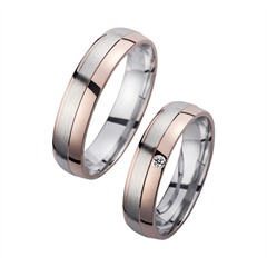 🦚 Eheringe Rot- und Weißgold mit Brillant Breite 5 mm