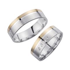 🦚 Eheringe Gelb- und Weißgold mit Brillanten Breite 6 mm