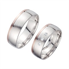 🦚 Eheringe Rot- und Weißgold mit Diamanten Breite 6,5 mm