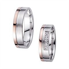 🦚 Eheringe Rot- und Weißgold mit Brillanten Breite 5,5 mm