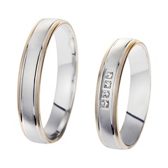 🦚 Eheringe Gelb- und Weißgold mit Brillanten Breite 4 mm
