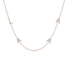 🦚 Buchstabenkette aus 14K Roségold mit Diamanten