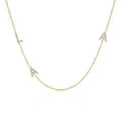 🦚 585er Goldkette mit 3 diamantbesetzten Buchstaben