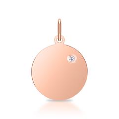🦚 Gravur Anhänger 925er Silber rosévergoldet mit Diamant