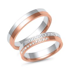🦚 Trauringe aus Weiß- und Roségold mit 20 Diamanten