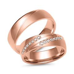 🦚 Eheringe aus Roségold mit 16 Diamanten