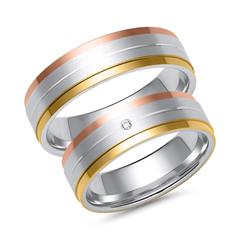 🦚 Trauringe aus Weiß-, Gelb- und Roségold mit Diamant