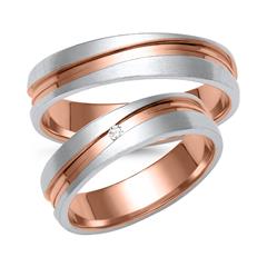🦚 Eheringe aus Rosé- und Weißgold mit Diamant