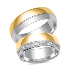 🦚 Eheringe aus Weiß- und Gelbgold mit 36 Brillanten