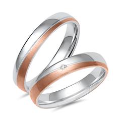 🦚 Trauringe aus Weiß- und Roségold mit Diamant
