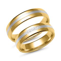 🦚 Eheringe aus Gelb- und Weißgold mit 5 Diamanten