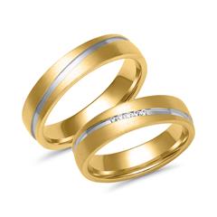 🦚 Trauringe aus Gelb- und Weißgold mit 5 Brillanten