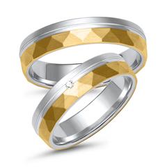 🦚 Trauringe aus Weiß- und Gelbgold mit Diamant