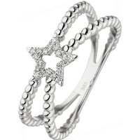 JOBO Fingerring Stern, 585 Weißgold mit 20 Diamanten silberfarben
