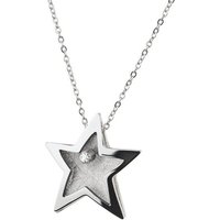 Ernstes Design Kette mit Anhänger Halskette Collier mit Brillant-Anhänger Stern Edelstahl K837