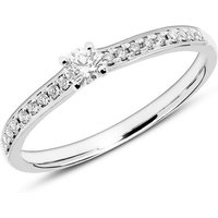 Unique Goldring 14K Weißgold Verlobungsring Diamanten (Größe: 54mm) silberfarben