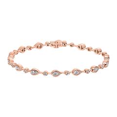 🦚 Tropfen Armband aus Roségold, lab grown Diamanten