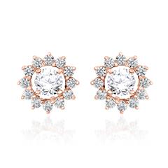 🦚 Roségoldene Ohrstecker Halo mit Diamanten