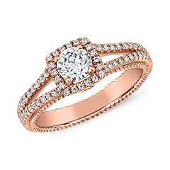 🦚 Halo Verlobungsring mit Diamanten aus Roségold