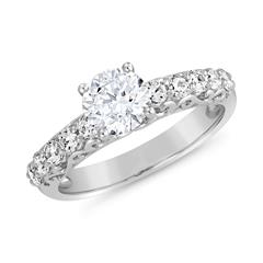 🦚 Verlobungsring mit Diamantbesatz aus Weißgold, Platin