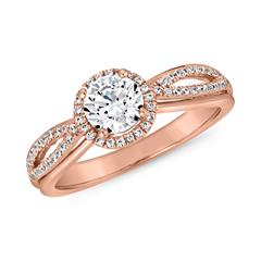 🦚 Gravierbarer Halo Diamantring aus Roségold