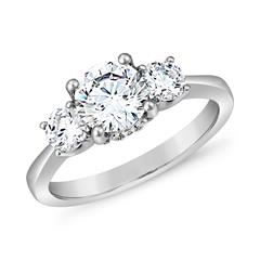 🦚 Trinity Verlobungsring mit Diamanten, Weißgold, Platin