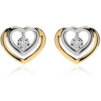 Unique Paar Ohrstecker Ohrstecker Herzen von Unique aus 585er Gold mit Diamanten silberfarben