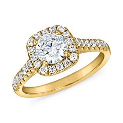 🦚 Goldener Halo-Diamantring, lab grown