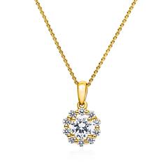 🦚 Halo Kette mit lab grown Diamantanhänger aus Gelbgold