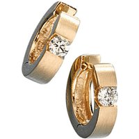 JOBO Paar Creolen Ohrringe mit Diamanten, 585 Gold gelb|goldfarben