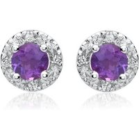 Unique Paar Ohrstecker 585er Ohrringe Amethysten 0,5 ct. 8 Diamanten 0,0512 ct. lila