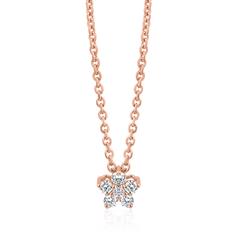 🦚 Kette mit diamantbesetzter Blüte aus 585er Roségold