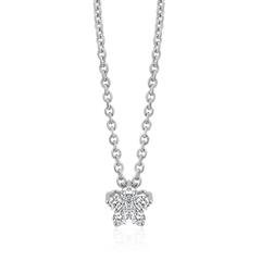 🦚 Halskette Blüte aus 585er Weißgold mit Diamanten
