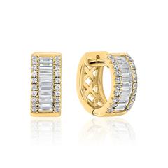 🦚 Gelbgold Creolen für Damen mit Diamanten