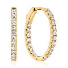 🦚 Ovale Damen Creolen aus Gelbgold mit Diamanten